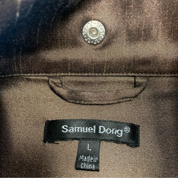 Samuel Dong brown bronze Belted Full Zip Water Resistant Bubble Trench Coat Sz L - Picture 10 of 16